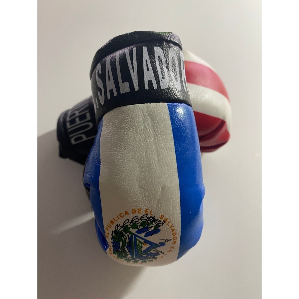 Puerto Rico and El Salvador Mini Boxing Gloves Flag Souvenir Hanging Decor Pair - Picture 7 of 7